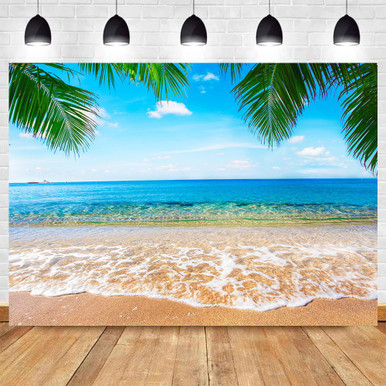 Tropical Hawaiian Beach Backdrop For Photography 8X6FT Seaside Sand Beach Backdrops Jungle Ocean Surfboard Floral Background For Baby Shower Birthday - View #4