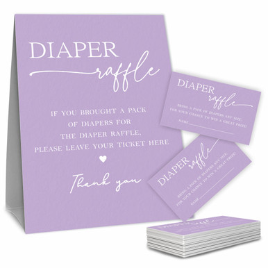Purple Baby Shower Diaper Raffle Game Kit, 1 Diaper Raffle Standing ...
