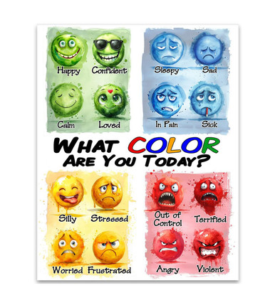 Colorful Emotion Mood Tracker Chart-11x14 Unframed Poster-Kids' Rooms ...