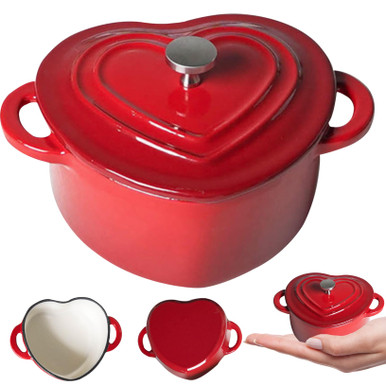 Small Dutch Oven Pot with Lid, 0.5 Qt Heart Shaped Dutch Oven, Mini ...