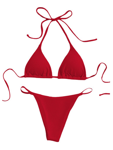 Midnight Blue Velvet Tie Side Triangle Bikini main image 1