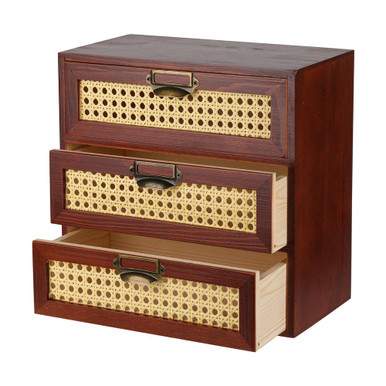 GoooodGIFT Small Wooden Storage Box Rattan Drawers Wooden Drawers ...