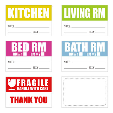 Moving Box Kitchen Label KACE FISH Moving Labels for Boxes 240 PSC Color Coded Labels, Packing ...