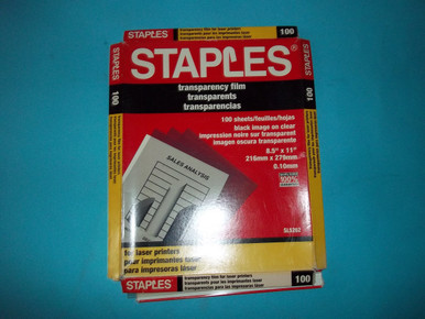 Staples Transparency Film Sheets 8.5" X 11" Sl5262 for Laser Printers ...
