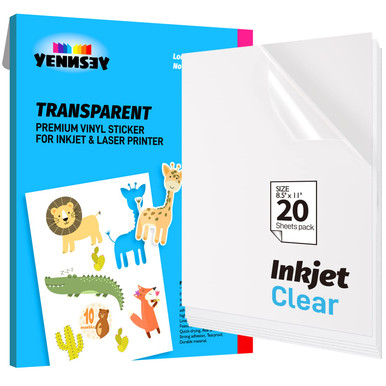 Clear Sticker Paper Rim (20 Sheets) Semi Super Clear Sticker Paper for Inkjet Printer ...