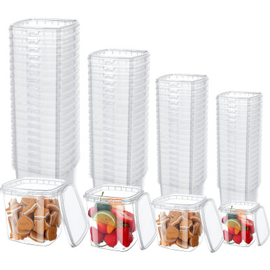 Zhehao 80 Pack Clear Square Deli Containers with Lids 4 Size, 8 oz-64 ...