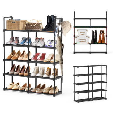 5 Tier Metal Shoe Rack,Adjustable Stackable Shoe Shelf Storage ...