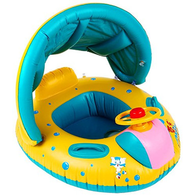 MinYn Baby Inflatable Swim Float Boat with Canopy Horn Pool Float for ...