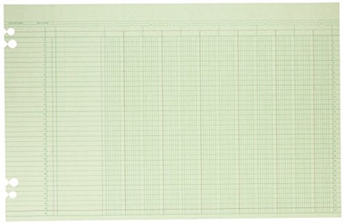 Wilson Jones Green Columnar Ruled Ledger Paper, 12 Columns and 36 Lines ...