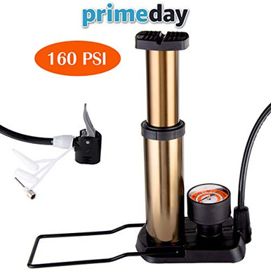Bike Foot Pump With Gauge, Universal Presta & Schrader Valve