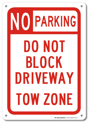 „No Parking In Front Of Garage Door“ Schild – 25,4x35,6 Cm, Aluminium, UV-geschützt, Wetterfest, Made In USA