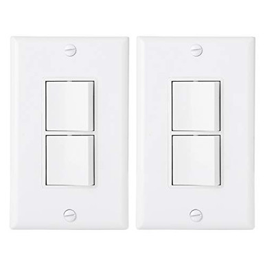 [2 Pack] BESTTEN Double ON/Off Light Switch, Single-Pole AC Combination ...
