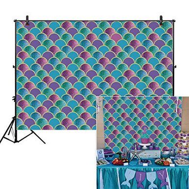 Allenjoy 7x5ft Soft Fabric Under The Sea Little Mermaid Scales Backdrop ...