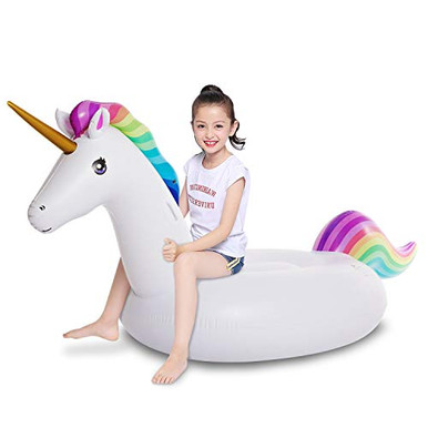 Jasonwell Big Inflatable Unicorn Pool Float Floatie Ride On with Fast ...