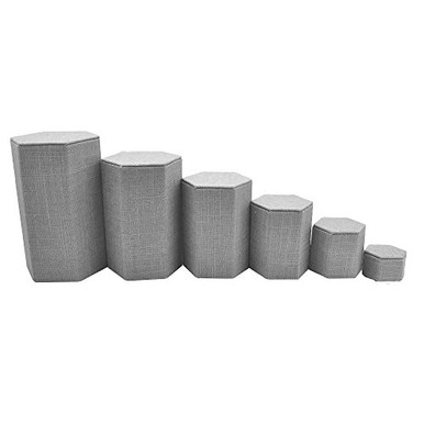 Grey Linen Jewelry Display Stand Shelf Riser Set - 6 Pieces ...