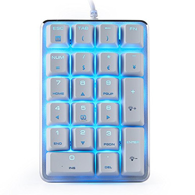 Mechanical Numeric Keypad GATERON Blue Switch Wired Ice Blue Backlit ...