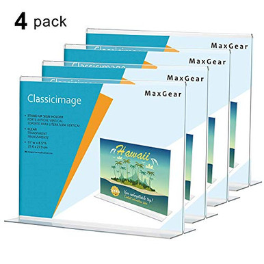 Paper Sign Holder (25 Pack) Plastic 8.5 X 11 Inch Countertop Display W/ Shatterproof (No Acrylic) Clear Cover W/Cardboard Easel Back Ship Flat Portable Tabletop Sign Frames By Hutchco
