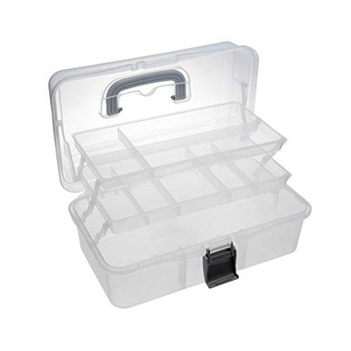 uxcell 13-inch Tool Box, Plastic Tool Box with Tray and Organizers ...
