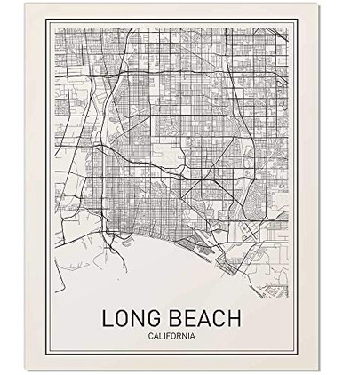 Long Beach Poster, Map of Long Beach, Long Beach Map, City Map Posters ...