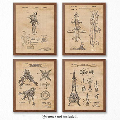 Original Space Patent Art Poster Prints, Set of 4 (8x10) Unframed ...