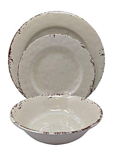 Gianna's Home 12 Piece Rustic Farmhouse Melamine Dinnerware Set ...