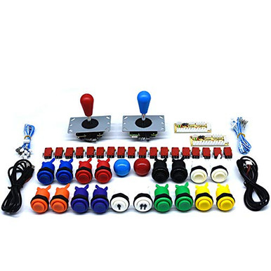 Fosiya 1 Joueur LED Arcade DIY Kit Pièces Encodeur USB vers PC Ellipse & Ovale Style Bat Joystick 5v LED Arcade Boutons pour Arcade Jeux Vidéo Consoles Raspberry Pi (White