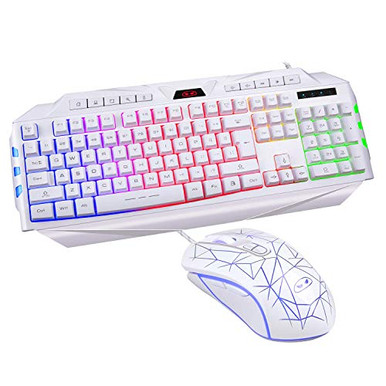 White Gaming Keyboard And Mouse Combo MageGee GK710 Wired Backlit 51qxcyzZshL 