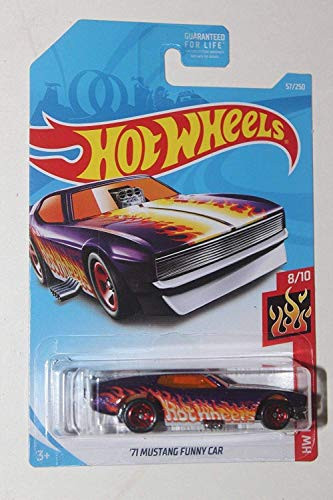Hot Wheels '71 Mustang Funny Car – 1:64 Scale Die-Cast Car, 2019 Mainline Series With Flames