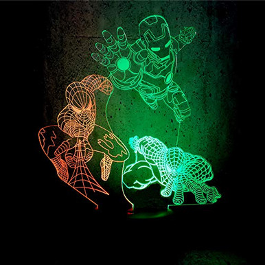 Marvel Led Light Marvel Hero RGB Night Light 3D LED Iron Man Spider Man and Venom Mix ...