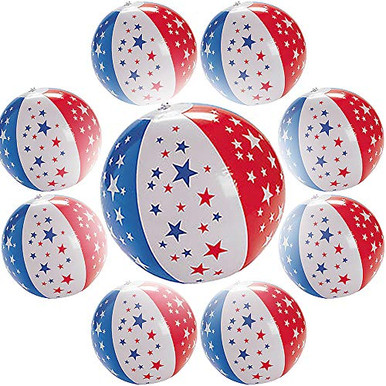 9 Inch Patriotic Star Beach Balls Inflatables US Flag Design for ...