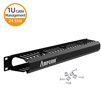 Finger Guide Server Rack AMPCOM 1U Cable Management Horizontal Mount 19 inch Server Rack with ...