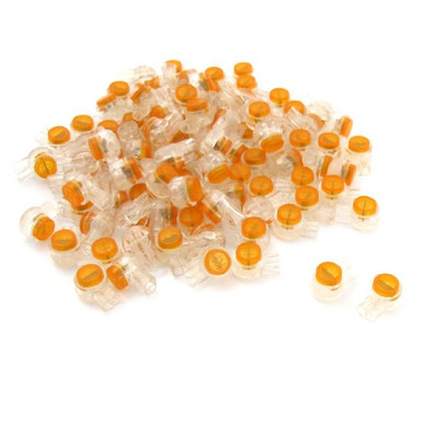 uxcell 100 x Air Tight Orange Clear Button Cable UY Butt Splice ...