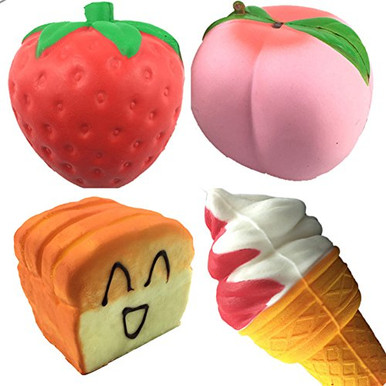 USATDD Pack of 4 Jumbo Squishies Slow Rising Strawberry Peach Ice Cream ...