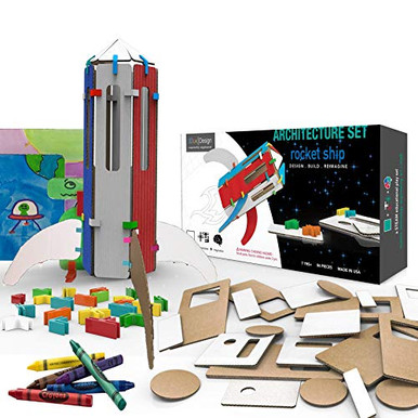 Pain Rocker Ship 3DuxDesign Rocket Ship Architecture Set - DIY Design, Build & Paint Toy ...