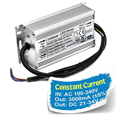 Chanzon LED Driver 3000mA (Constant Current Output) 21V-34V (In 110V ...