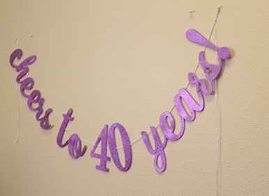 All About Details Cheers to 40 Years! Cursive Banner (Purple ...