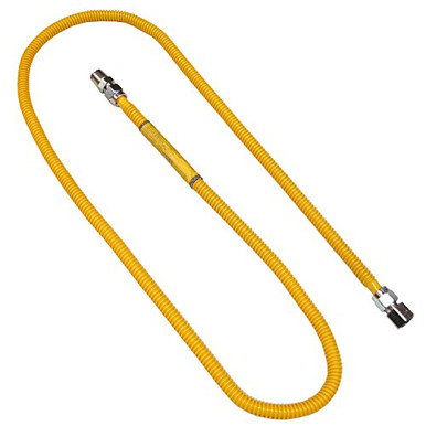 LASCO 10-1227 Gas Water Heater Supply Line – 30 Inch, 1/2" OD, Yellow Safety Coated, Corrugated Stainless Steel, For Natural Gas/Propane