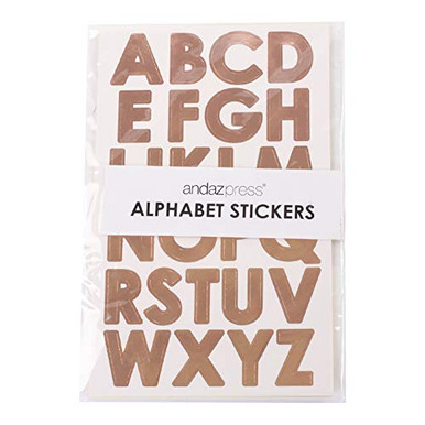 Single Letter Labels Andaz Press Large Rose Gold Foil Alphabet Sticker Letters, Big 1-Inch ...