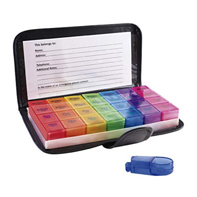 4 Times A Day Extra Large Pill Organizer Easy Open Travel Case with ...