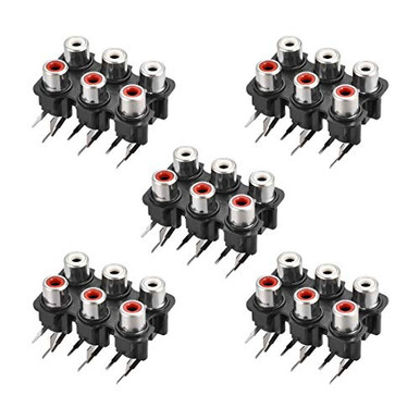 2 Prese PCB AV Concentriche 4 RCA Femmina | Connettore Jack 6 Pin Per Montaggio Su Scheda