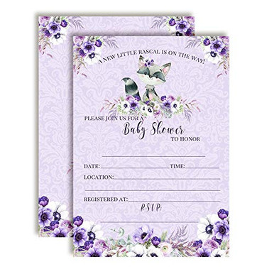 Little Rascal Cute Raccoon-Themed Baby Girl Sprinkle Shower Invitations ...