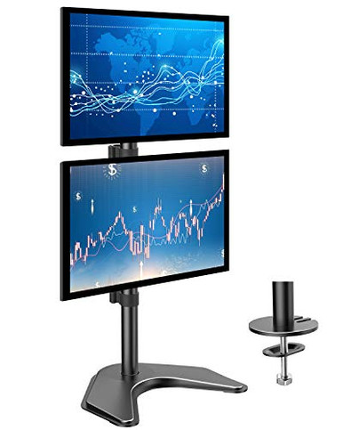 HUANUO Dual Monitor Stand - Vertical Stack Screen Free-Standing Holder ...
