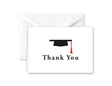Paper Frenzy Graduation Cap with Red Tassel Thank You Cards and White ...