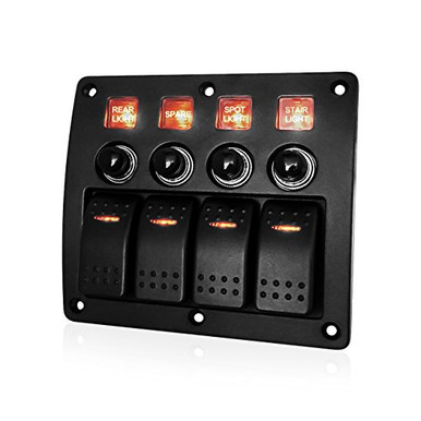 Pre Wired Rocker Switch Box 4 Gang Pre Wired Rocker Switch Panel - Waterproof On/Off Toggle Rocker ...