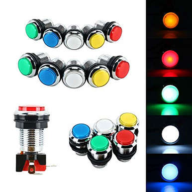 WANGCL 5Pcs LED Illuminated Arcade Push Buttons – Micro Switch For DIY Arcade Machine Builds & Repairs
