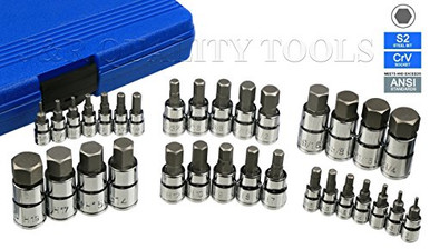 32 PC MASTER ALLEN WRENCH BIT KIT HEX KEY FOR RATCHET SOCKET TOOL SAE ...