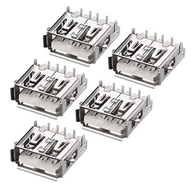 Connecteur USB Type A Femelle 180° PCB - Lot De 10, Pied Tordu, Pour Bricolage électronique