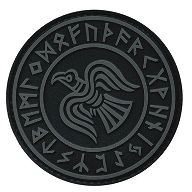 Patch 3D In Gomma PVC Morbida - Stendardo Vikingo Con Corvo E Rune Di Odino - 7,5 Cm - Morale ACU - 4