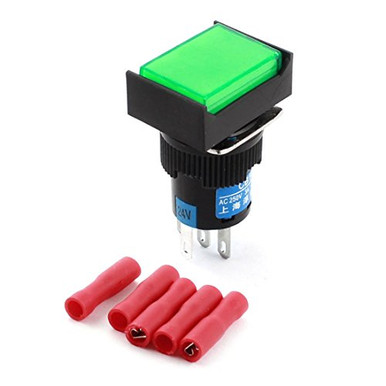Uxcell DC 24V Lamp Locking Rectangle Push Button Switch with Crimp ...