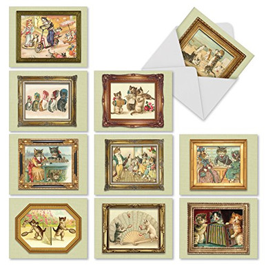 10 Cat Note Cards with Envelopes 4 x 5.12 inch - Assorted 'A Funny ...